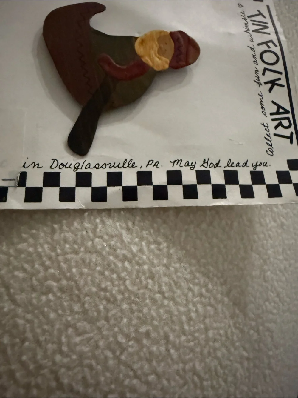 Hand-Painted Woman Brooch - Olive, Brown & Maroon